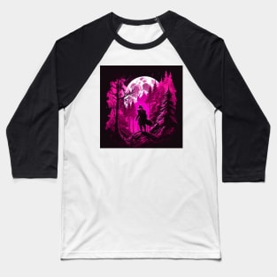 Quirky Magenta Werewolf Baseball T-Shirt